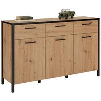 Comodă cu uși KIRIKUS - culoare lemn stejar, Lifestyle, plastic/material pe bază de lemn (139,8/89,5/40,2cm) - Modern Living