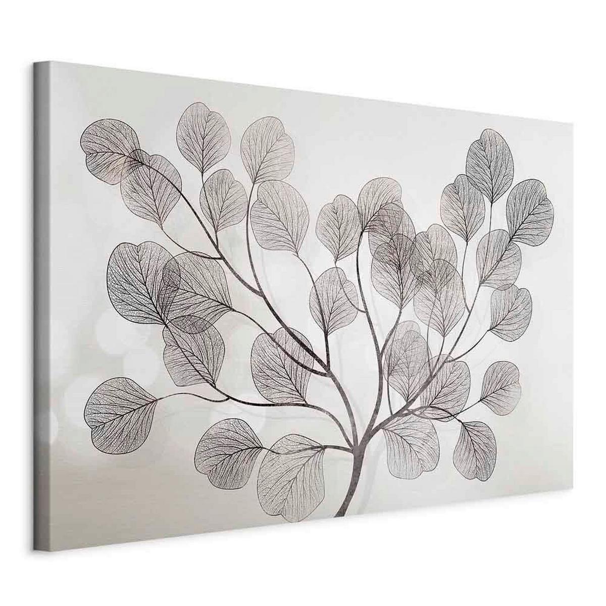 Slika Na Platnu Leaves In The Wind - črna/sivobela, Basics, tekstil/les (90/60/1.2cm) - artgeist