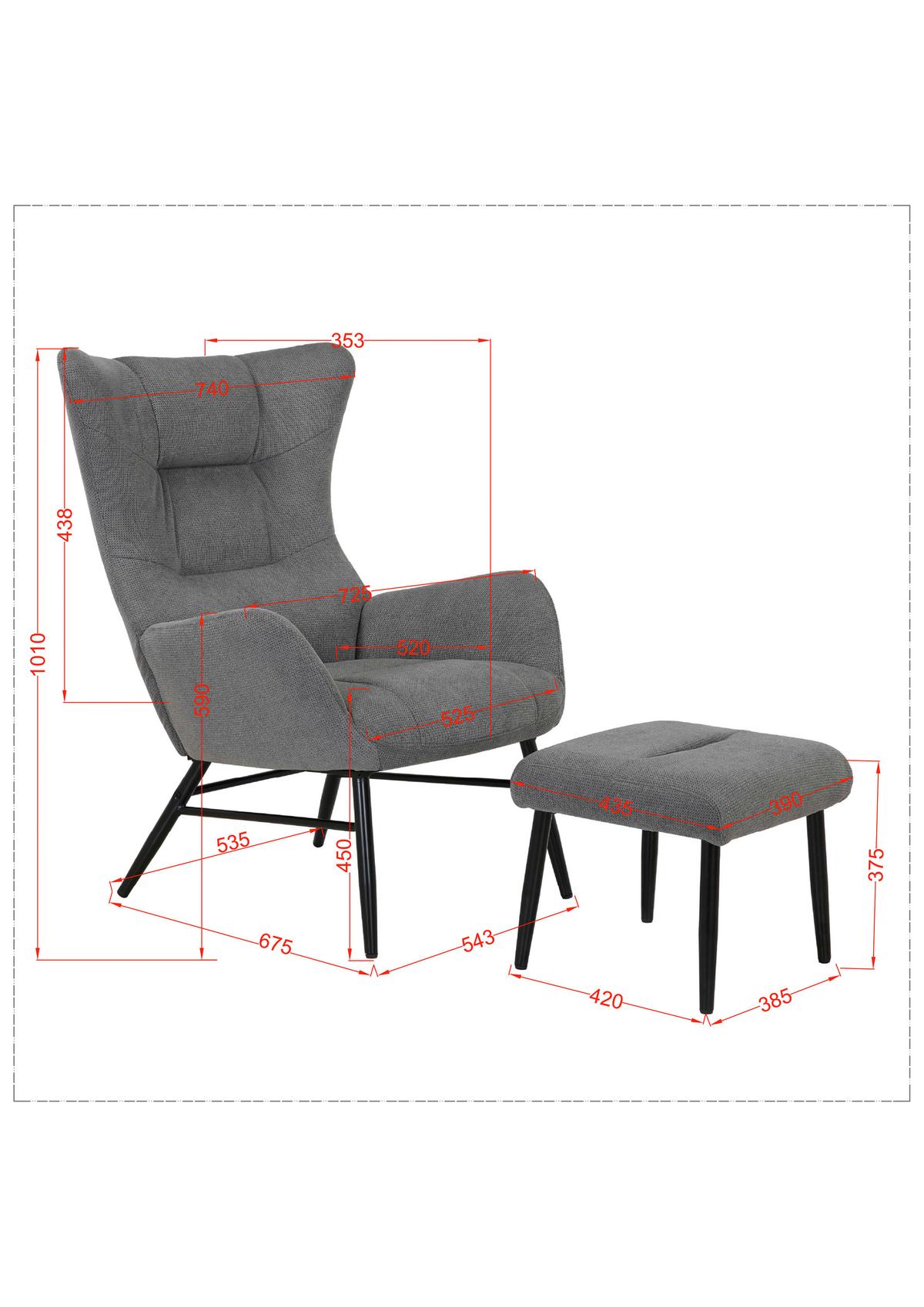 ZESTAW FOTELI RELAKSACYJNYCH LAURA - czarny/brudny róż, Design, metal/tkanina (84/73/100cm) - Livetastic