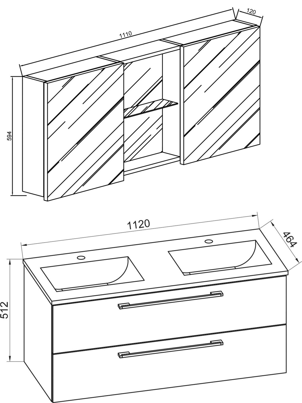 Badezimmer Budasi 4-tlg. ca. 145 cm Schwarz - Schwarz/Alufarben, MODERN, Keramik/Holzwerkstoff (145cm) - MID.YOU