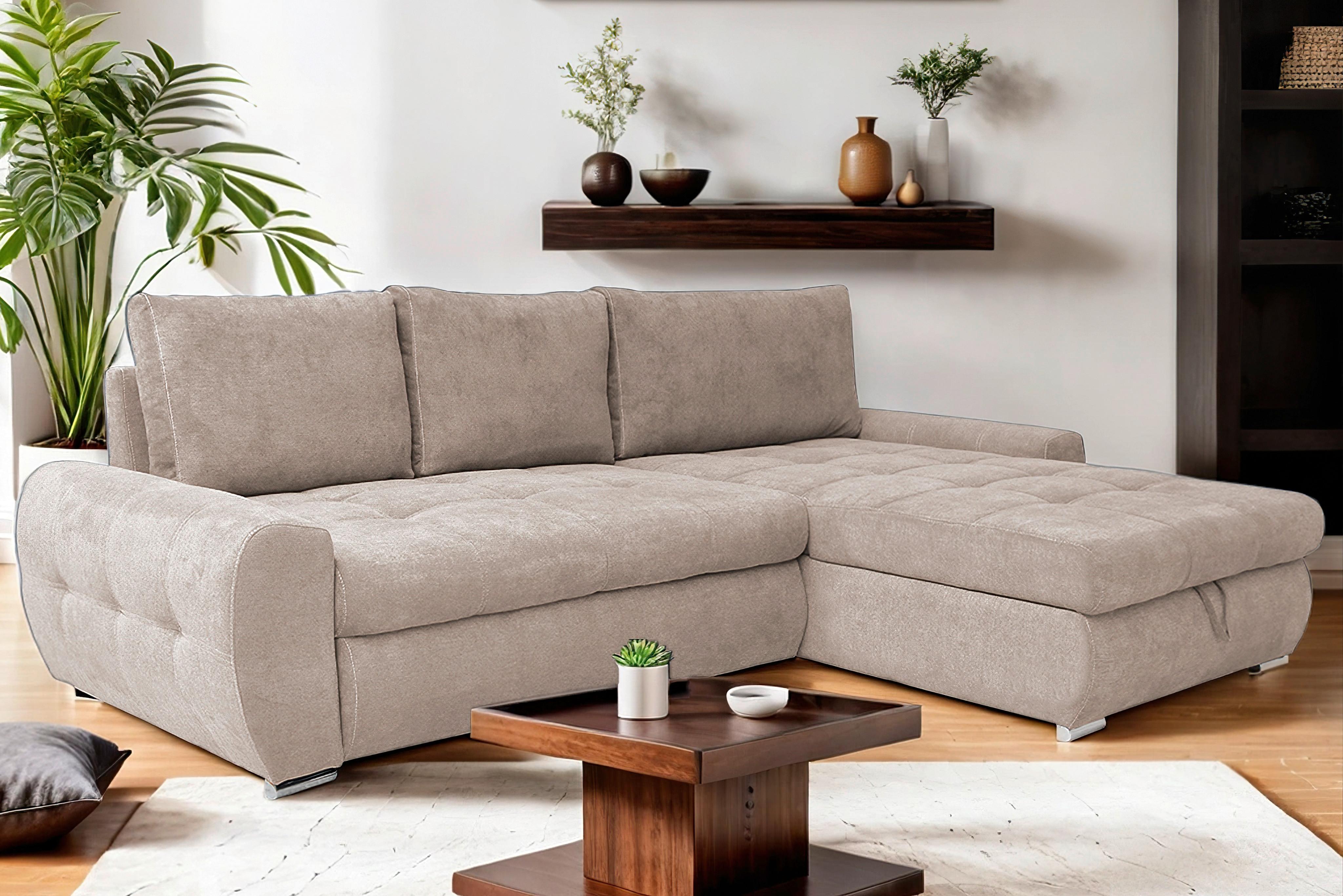 Coltar extensibil SOLAR - bej/alb, Design, textil (277/175cm) - Modern Living