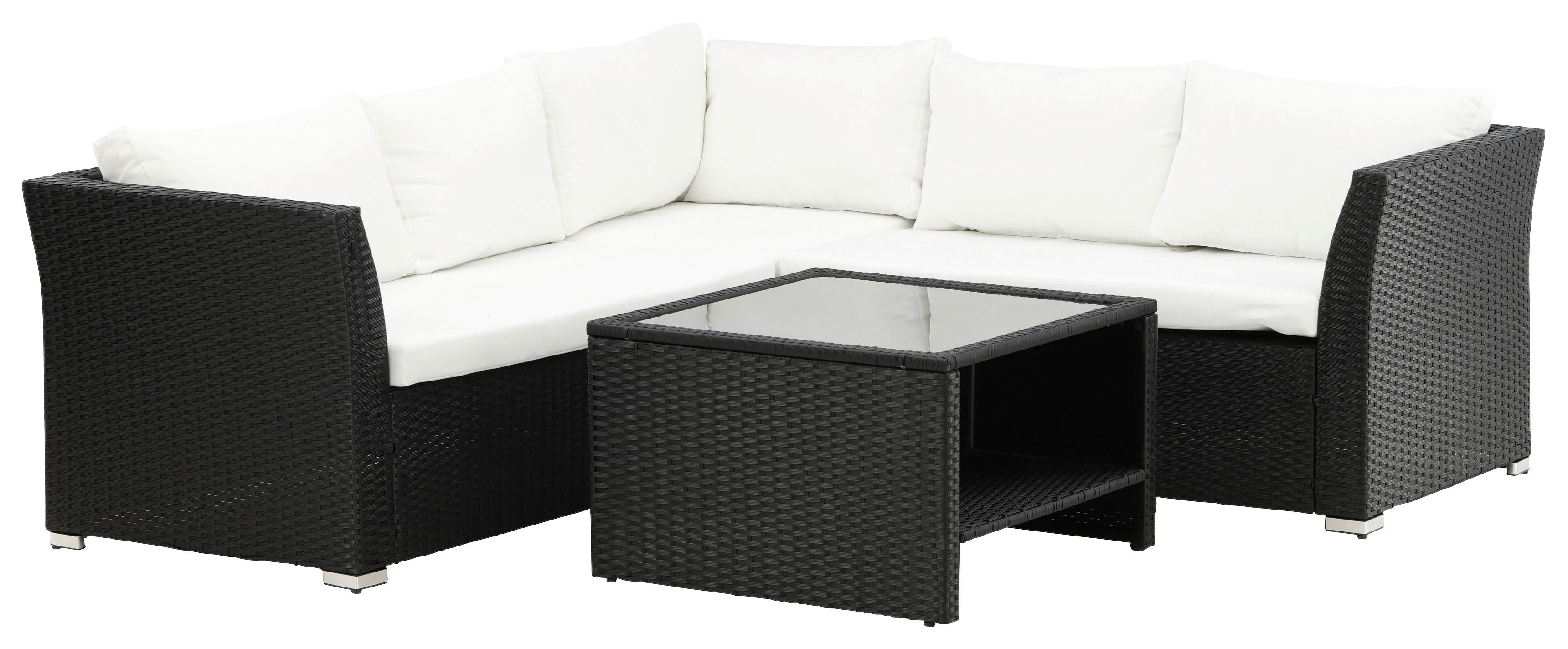 Loungegarnitur Haiti Schwarz, Kunststoffgeflecht - Schwarz, KONVENTIONELL, Kunststoff - Gardenson