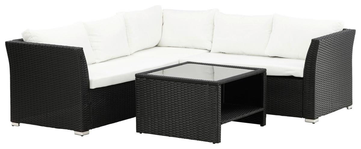 Loungegarnitur Haiti Schwarz, Kunststoffgeflecht - Schwarz, KONVENTIONELL, Kunststoff - Gardenson