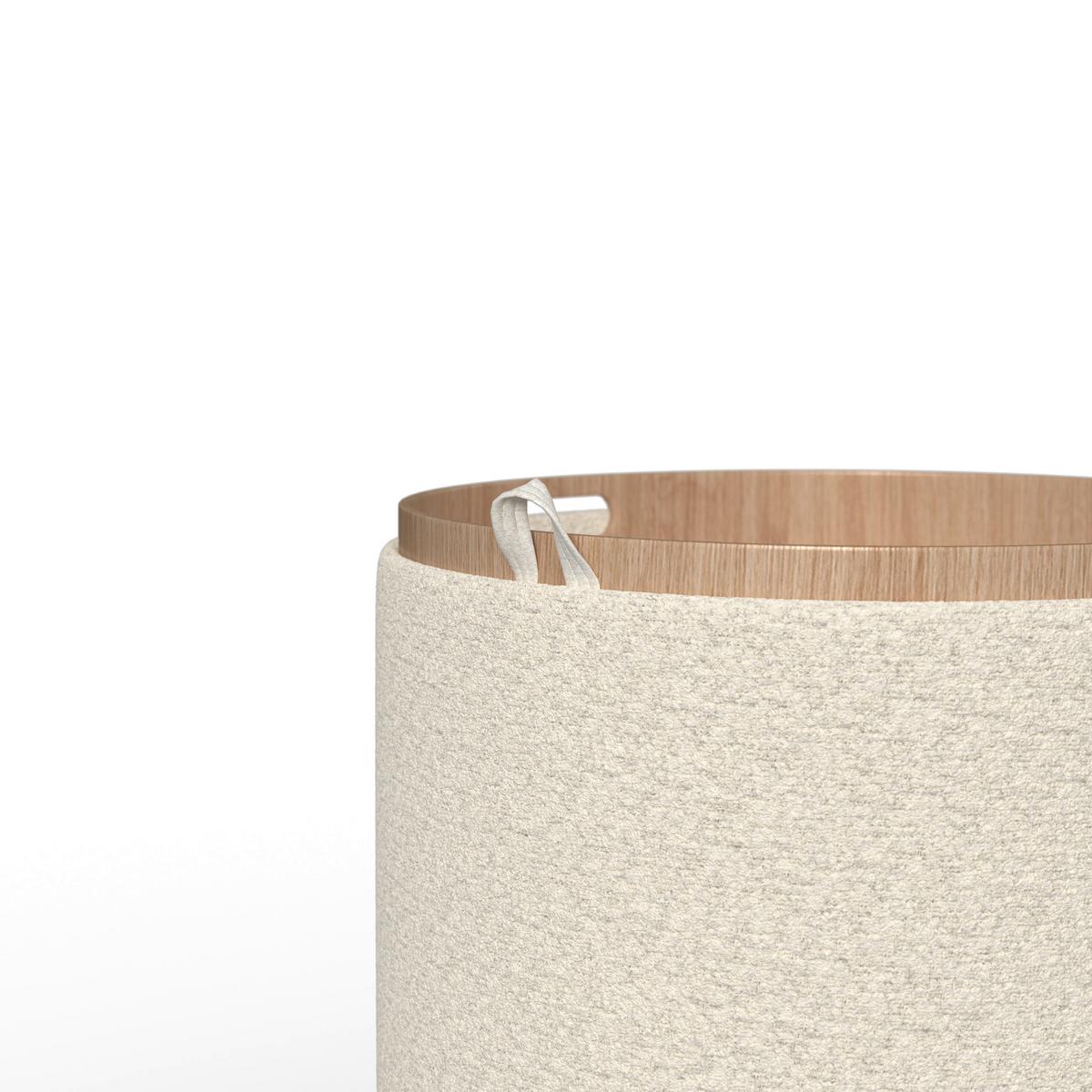 Hocker Set Melanie Bouclé Weiß - Weiß, MODERN, Holzwerkstoff/Textil (44cm) - Bessagi Home