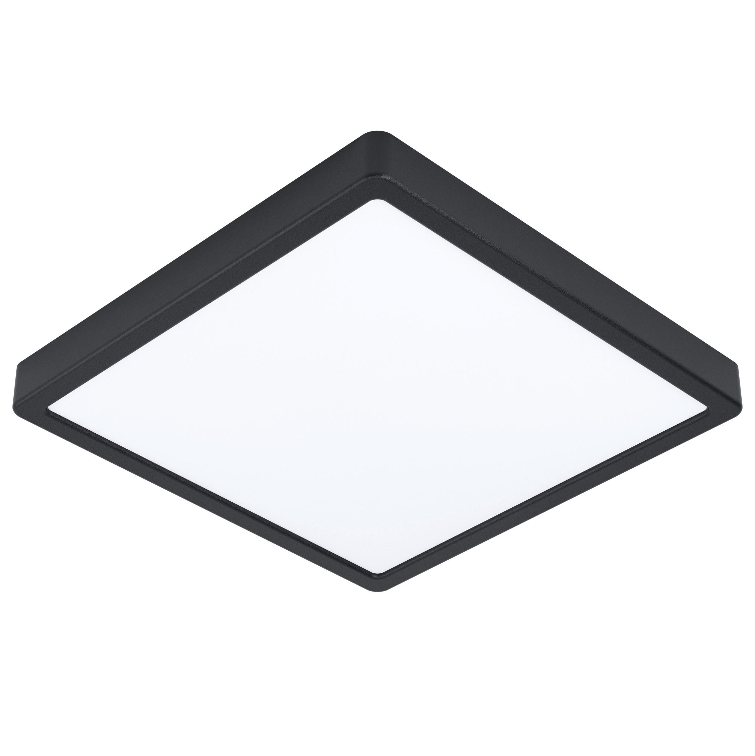 Badezimmer-Deckenleuchte Fueva Schwarz max. 20,5 Watt - Schwarz/Weiß, KONVENTIONELL, Kunststoff/Metall (28,5/28,5/3cm) - Eglo