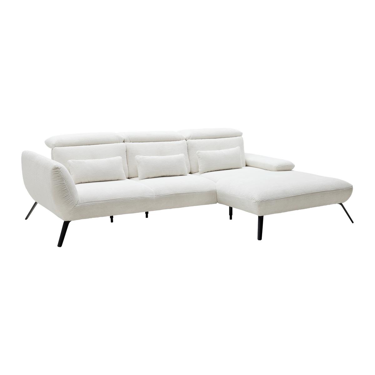 salon panoramique in Weiss - Weiss/Schwarz, Modern, Holzwerkstoff/Textil (301/196cm) - Premium Living