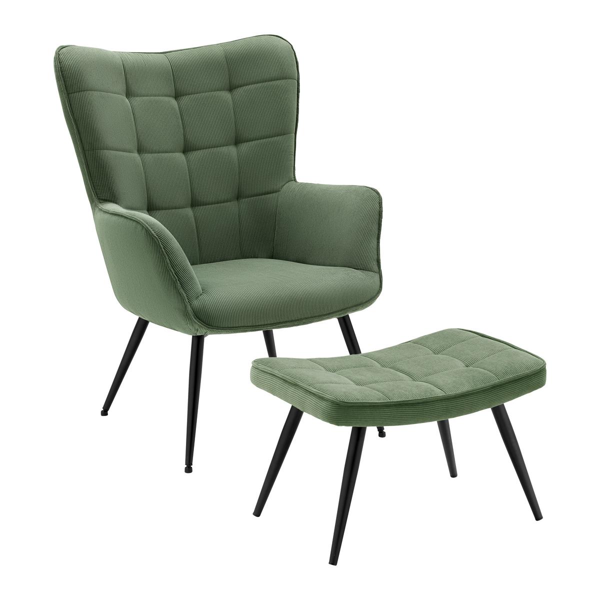 Taburet GUNVOR - verde, Modern, lemn/metal (59,5/39/40cm) - Mömax