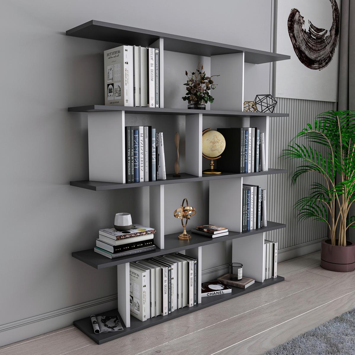 Standregal Jorin ca. 130x137 cm Anthrazit/Weiß - Anthrazit/Weiß, Design, Holzwerkstoff (130/137/25cm) - Livetastic