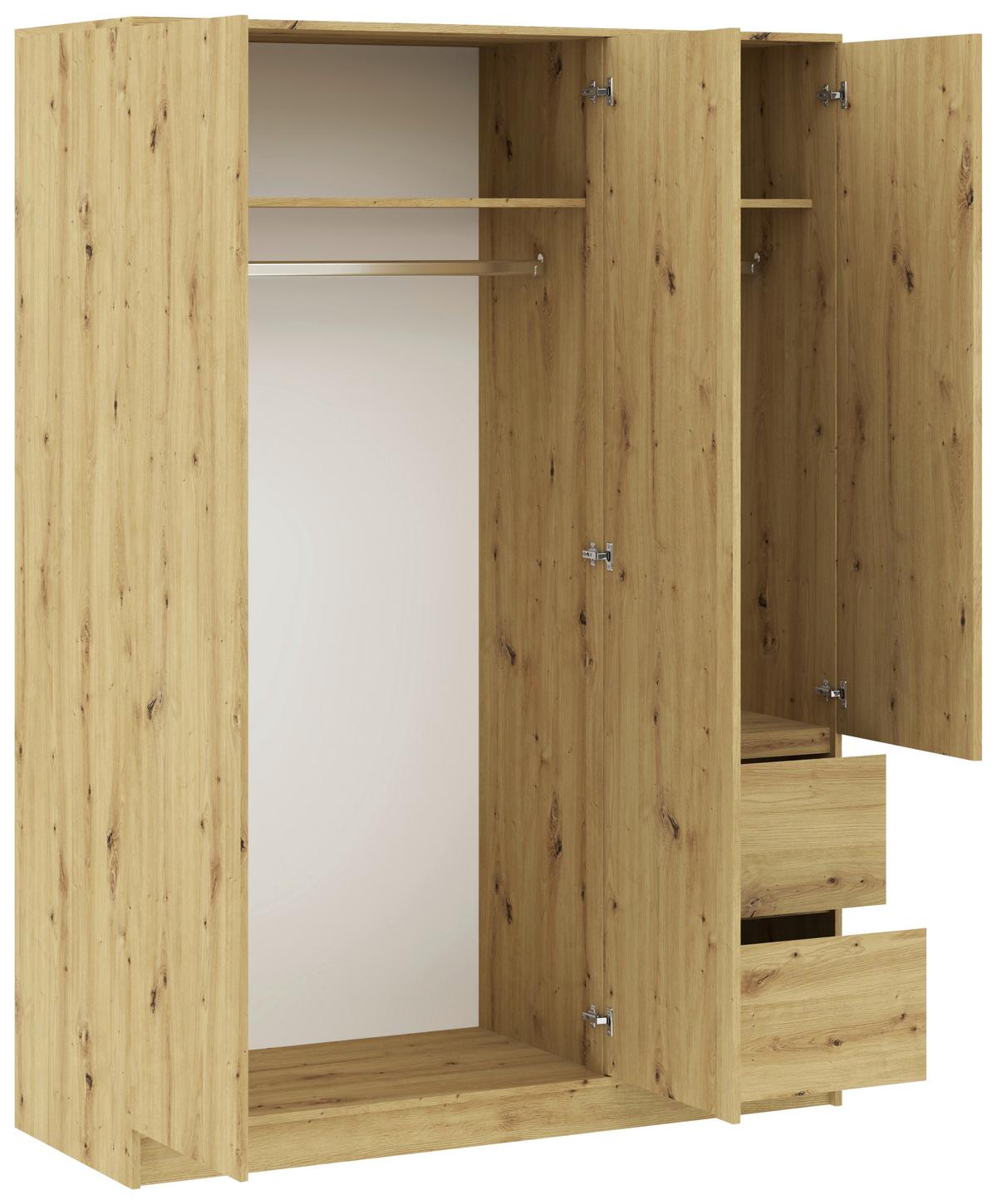 Kleiderschrank Basit Eiche Artisan - Eiche Artisan, Konventionell, Holzwerkstoff (147/206/57cm) - Mömax