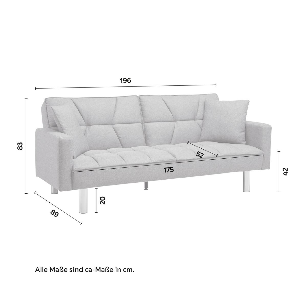 Trosjed Na Razvlačenje David - siva/boje kroma, Moderno, drvo/tekstil (196/83/89cm) - Bessagi Home