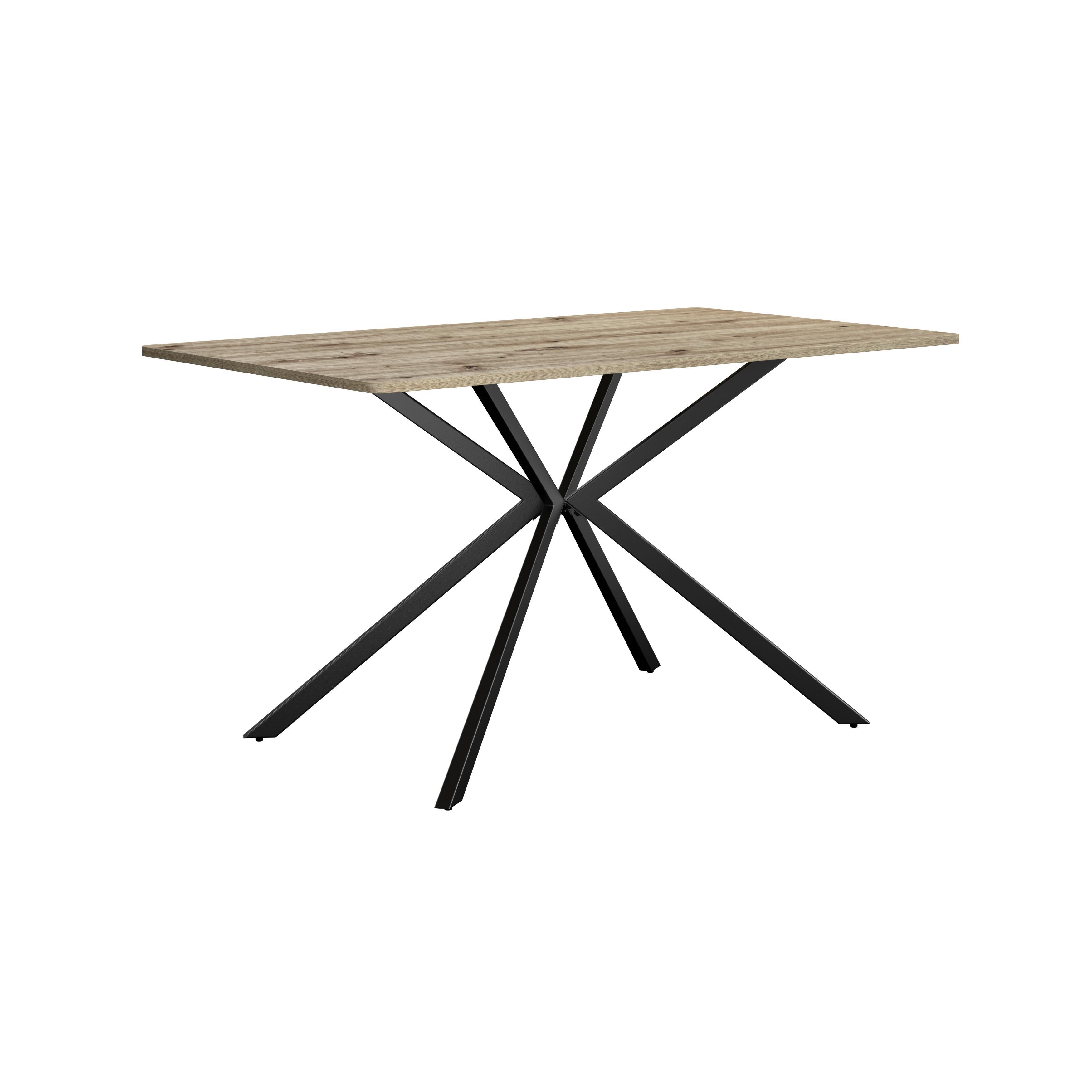 Jedilna Miza Nils - črna/barve hrasta, Trend, kovina/leseni material (140/80/76cm)