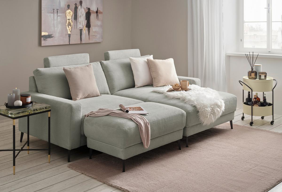 Wohnlandschaft Cora in Grau - Schwarz/Grau, Modern, Holz/Textil (223/86/161cm) - Mömax