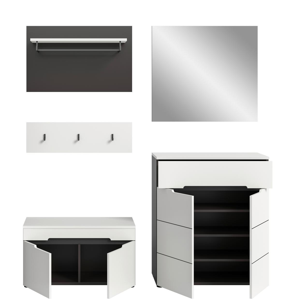 Predsoba Canu, Bela, Siva, 4-Delna - siva/bela, Design, leseni material (175/190/37cm) - Livetastic