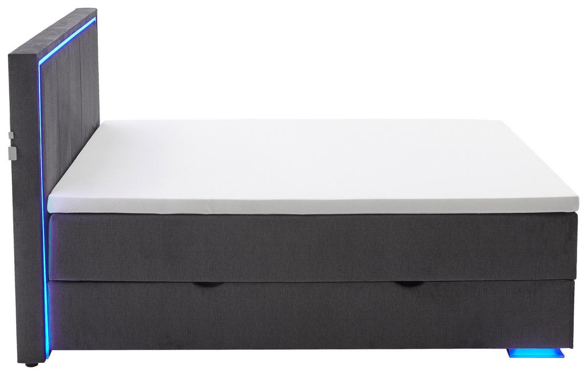 ŁÓŻKO BOXSPRING COLORADO II - antracytowy/kolor chromowy, Design, tworzywo sztuczne/tkanina (140/200cm) - Boxxx