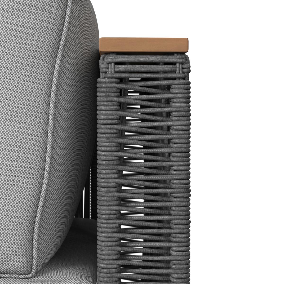 Loungegarnitur Marilou Grau Outdoorgewebe/Kunststoff/Holz - Grau/Akaziefarben, MODERN, Holz/Kunststoff - Bessagi Garden