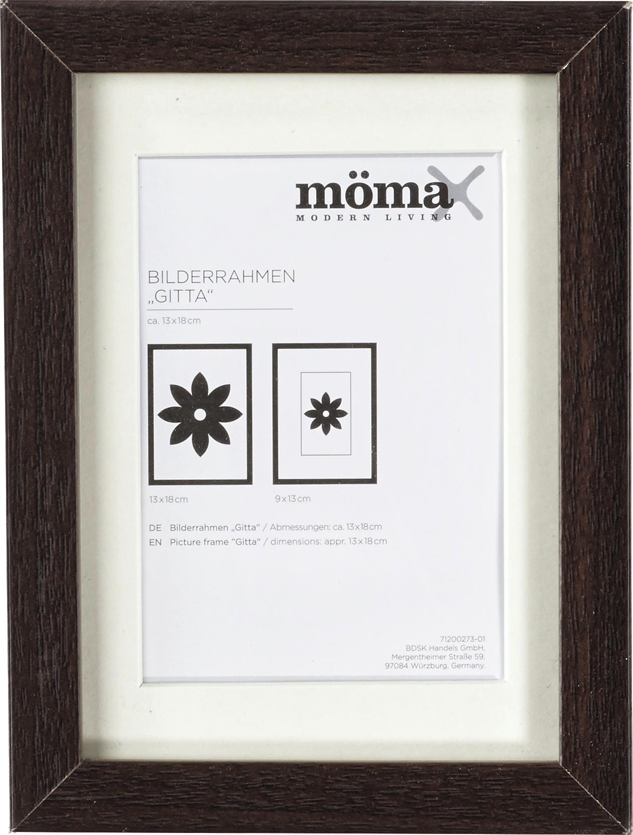 Bilderrahmen Gitta aus Holz ca. 13x18cm - Wengefarben, MODERN, Glas/Holzwerkstoff (13/18/3,6cm) - Modern Living