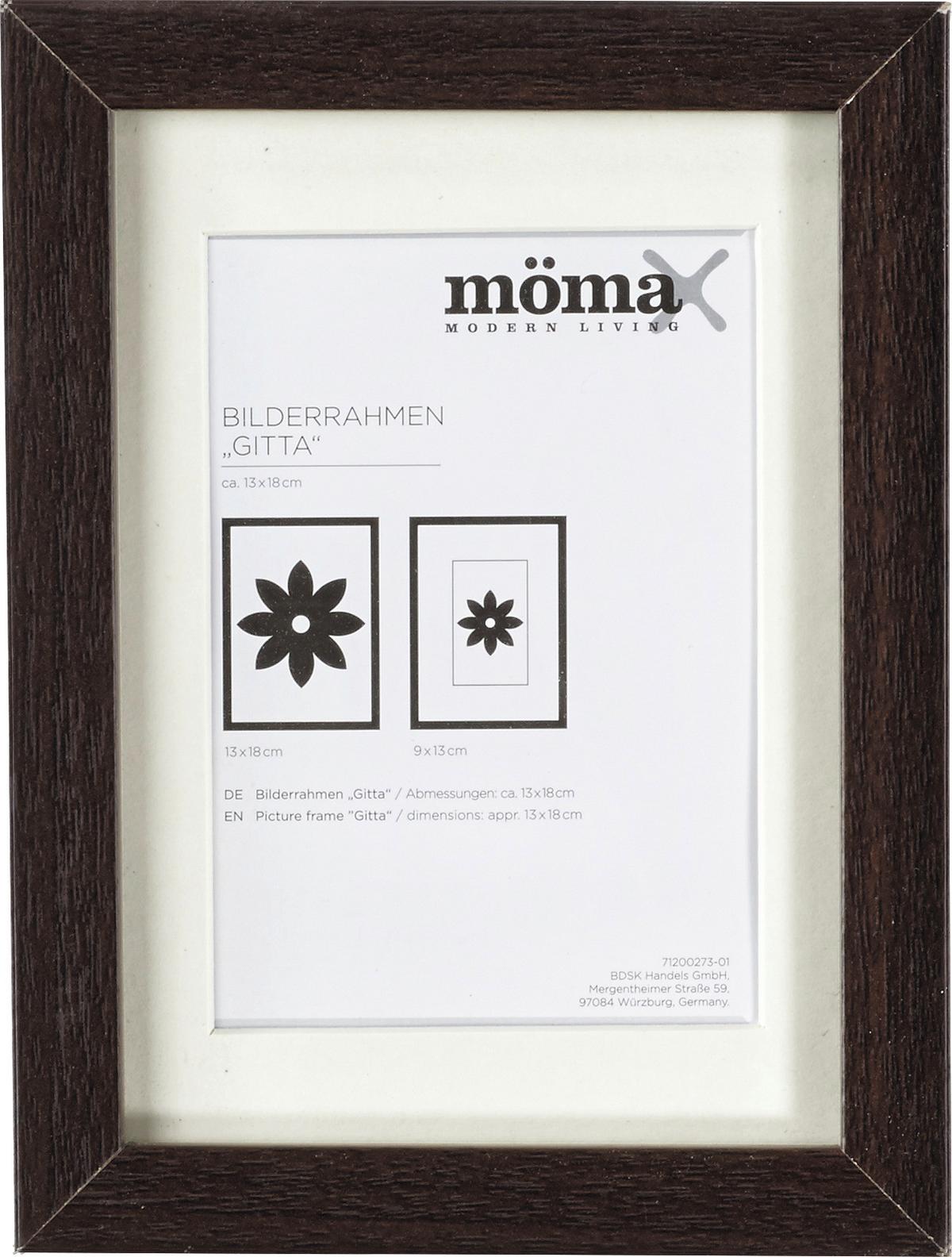 Bilderrahmen Gitta aus Holz ca. 13x18cm - Wengefarben, MODERN, Glas/Holzwerkstoff (13/18/3,6cm) - Modern Living
