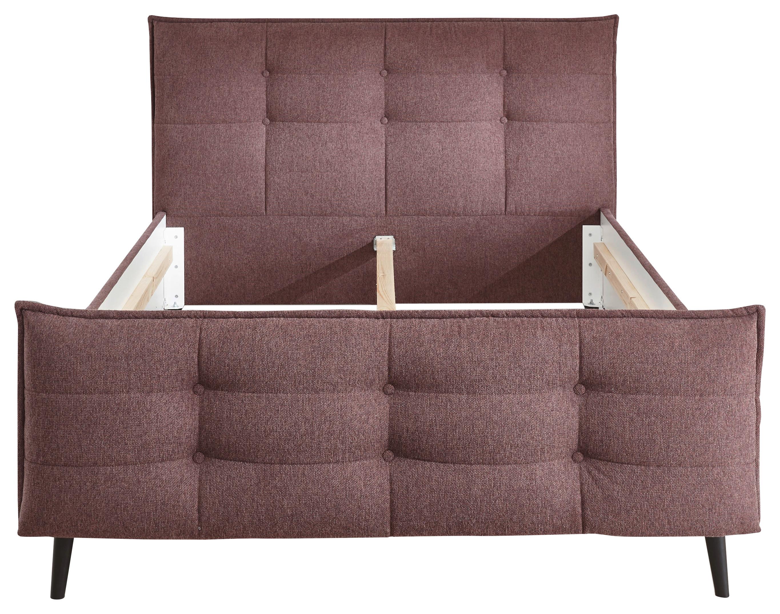 Polsterbett Mario B ca. 140x200 cm Aubergine - Aubergine, Basics, Holz/Holzwerkstoff (140/200cm) - MID.YOU