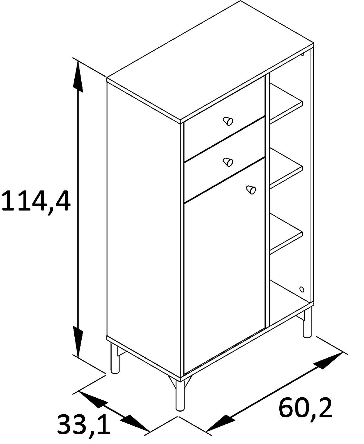 Visoka Komoda Ando, Pastelno Zelena - zlate barve/pastelno zelena, Moderno, kovina/umetna masa (60,2/114,4/33,1cm) - Stylife