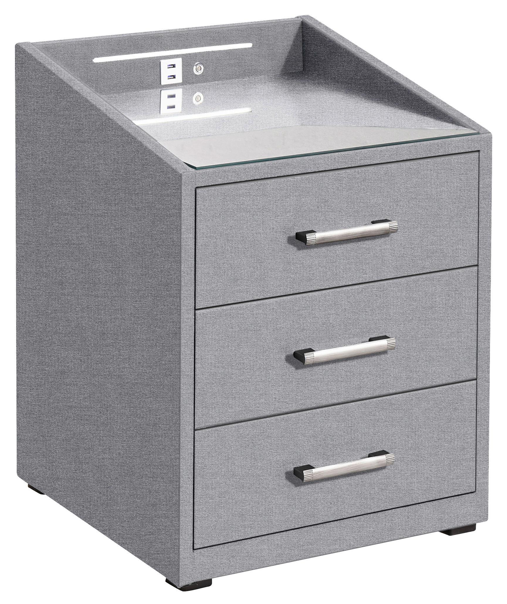 Nachtkästchen Moon ca. 47x61x46 cm Grau - Silberfarben/Grau, Basics, Holzwerkstoff/Kunststoff (47/61/46cm) - MID.YOU