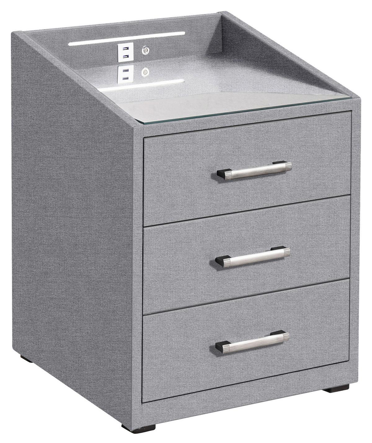 Nachtkästchen Moon ca. 47x61x46 cm Grau - Silberfarben/Grau, Basics, Holzwerkstoff/Kunststoff (47/61/46cm) - MID.YOU