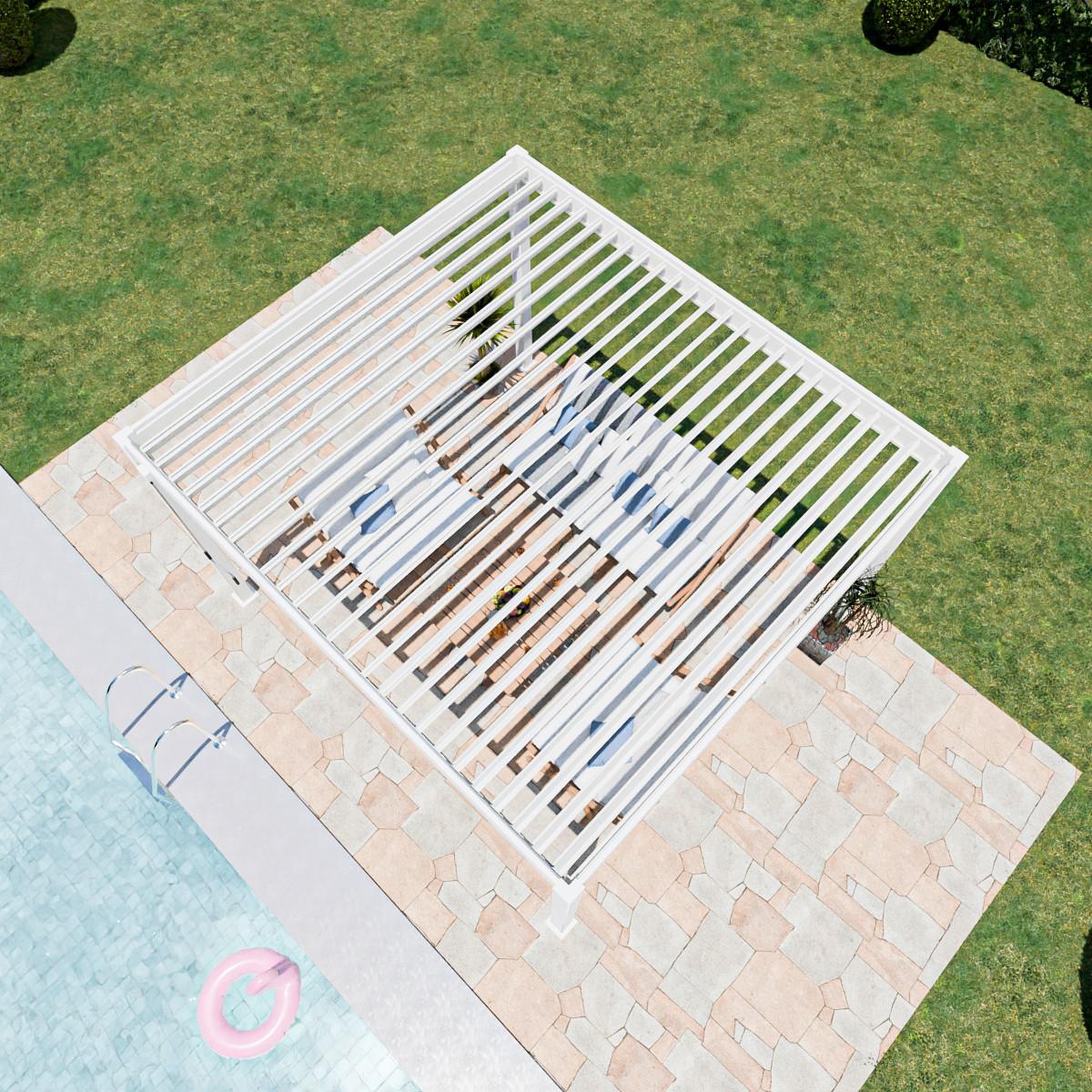 Pergola Superior, Bela, 3,6x4m - bela/visoki sijaj, Basics, kovina (360/255/400cm) - Gardenson