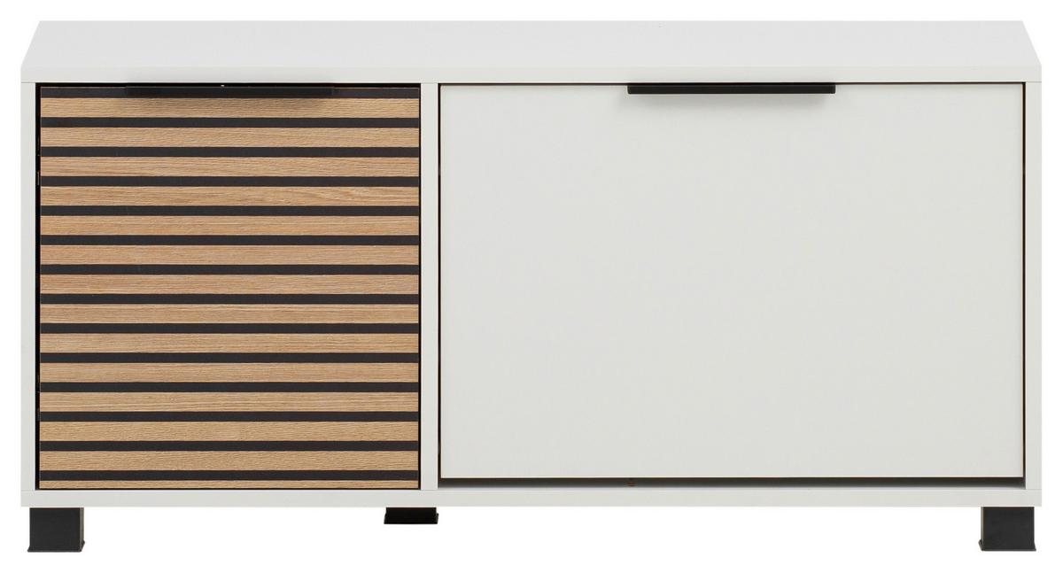 Garderobenbank ca.98,4x47,2x33,5cm Weiß - Eichefarben/Schwarz, Design, Holzwerkstoff/Kunststoff (98,4/47,2/33,05cm) - MID.YOU