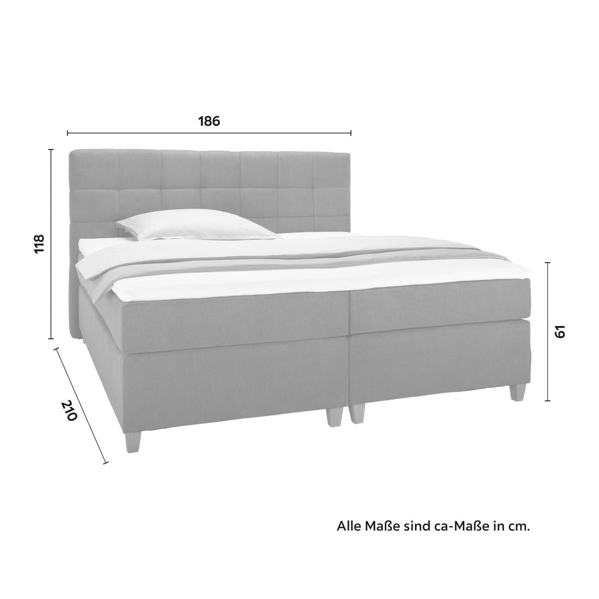 Boxspringbett Jerry ca. 180x200 cm Grau mit Topper - Dunkelgrau/Erlefarben, MODERN, Holz/Holzwerkstoff (180/200cm) - Bessagi Home