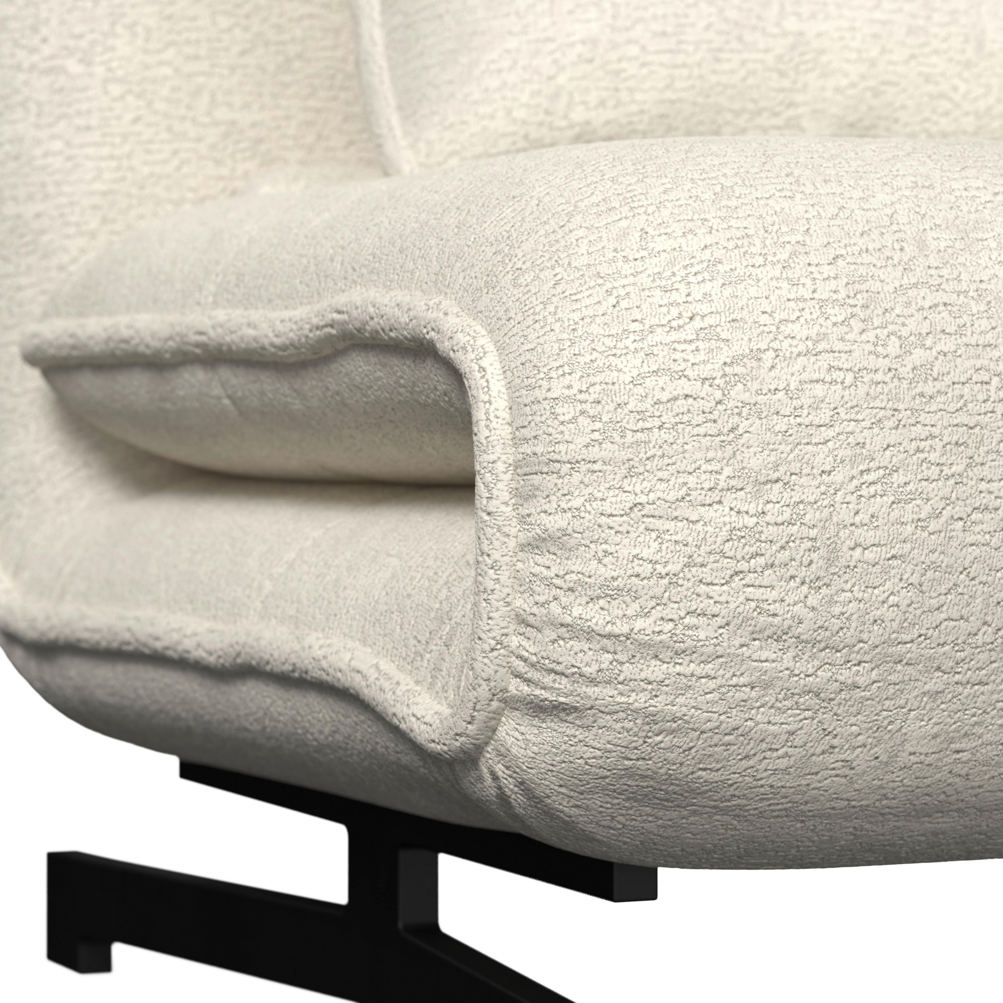 BÄDDFÅTÖLJ LUNA - vit/svart, Modern, metall/textil (92/86/80cm) - Bessagi Home