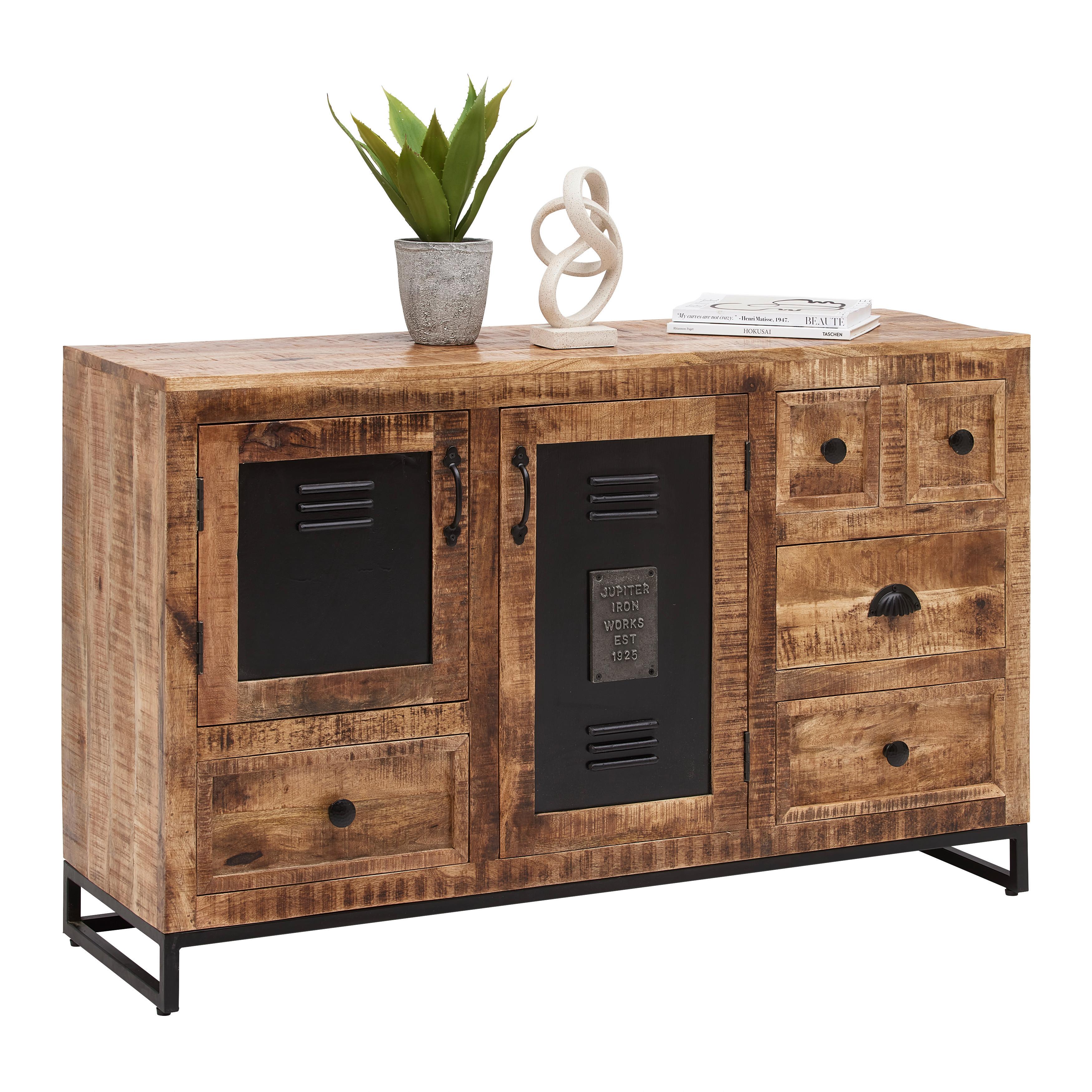 Sideboard Leya Naturfarben/Schwarz - Schwarz/Naturfarben, LIFESTYLE, Holz/Metall (130/80/40cm) - Premium Living