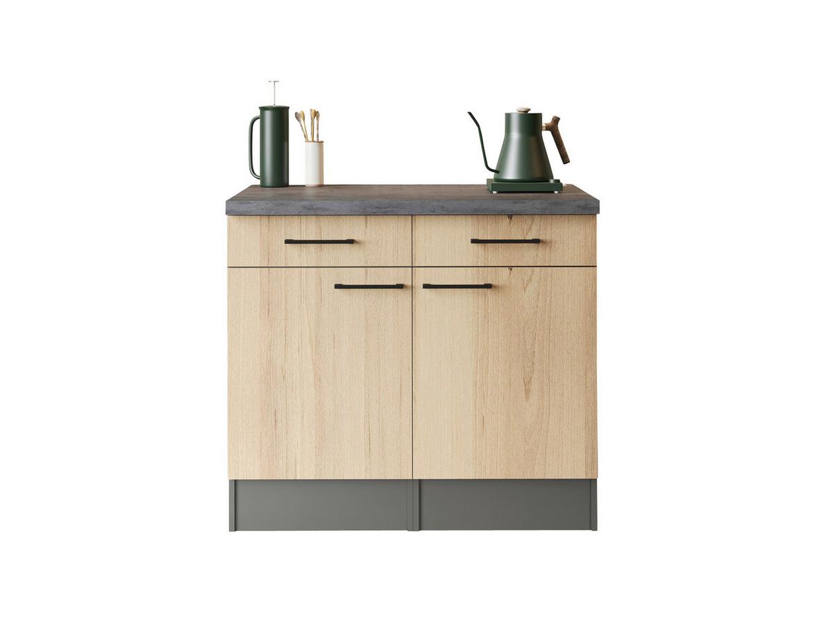 Küchenunterschrank Oliver Eiche - Schwarz/Eiche Artisan, Trend, Holzwerkstoff/Metall (100/90/60cm) - Respekta