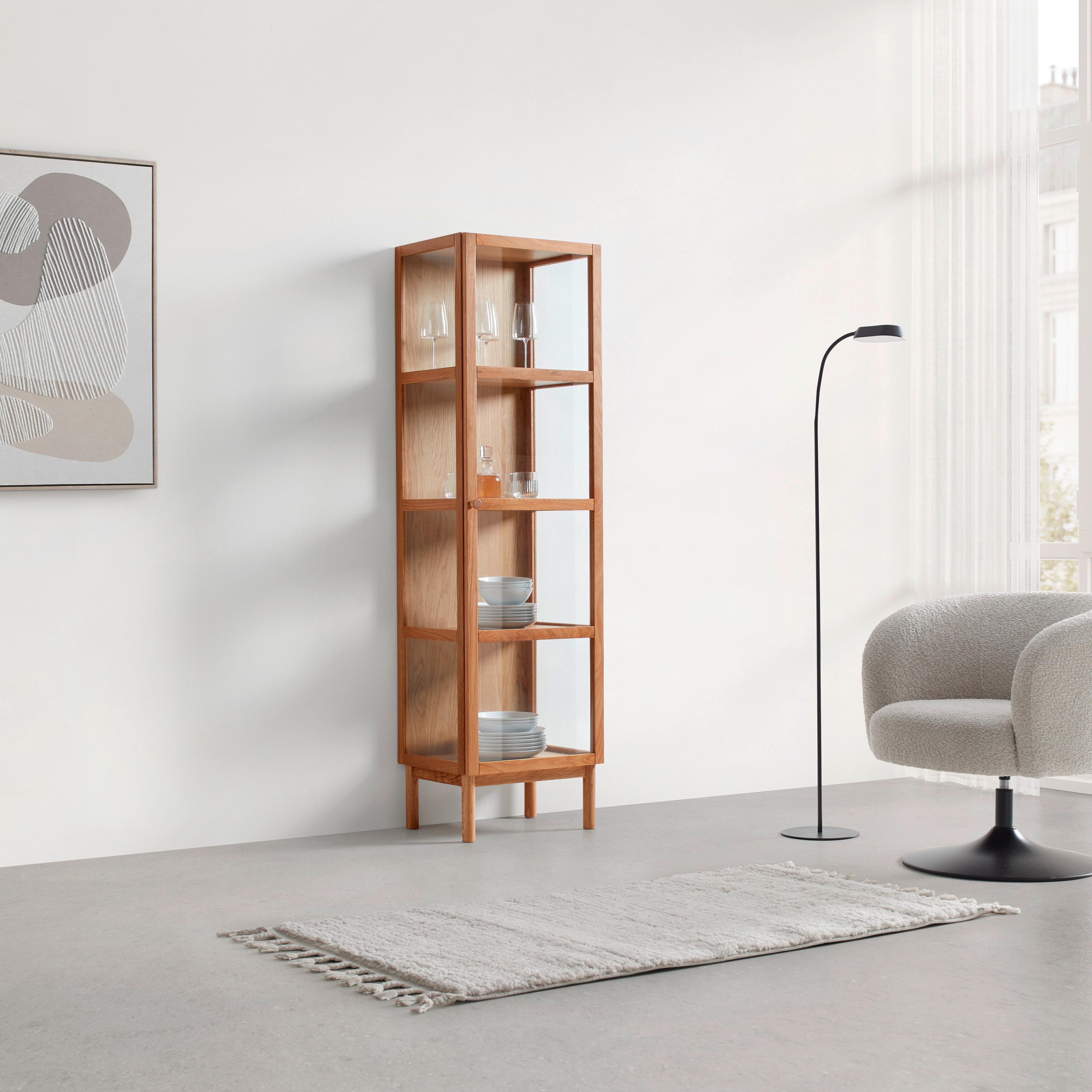 Vitrine Abir Eichefarben - Eichefarben/Naturfarben, MODERN, Karton/Glas (50/180/40cm) - Mömax