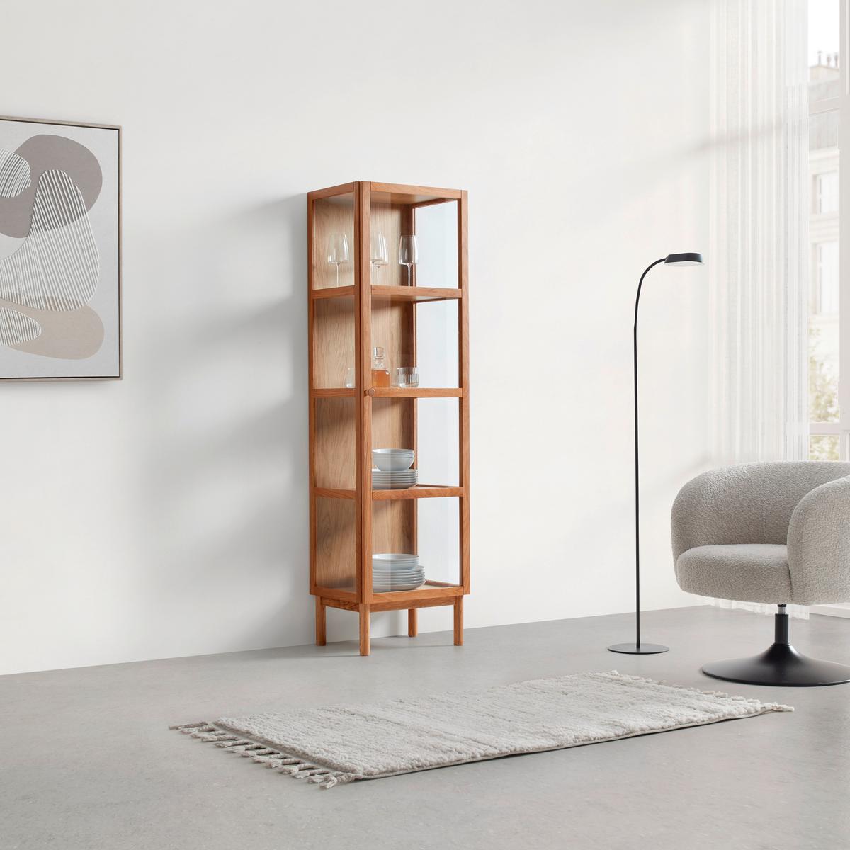 Vitrine Abir Eichefarben - Eichefarben/Naturfarben, MODERN, Karton/Glas (50/180/40cm) - Mömax