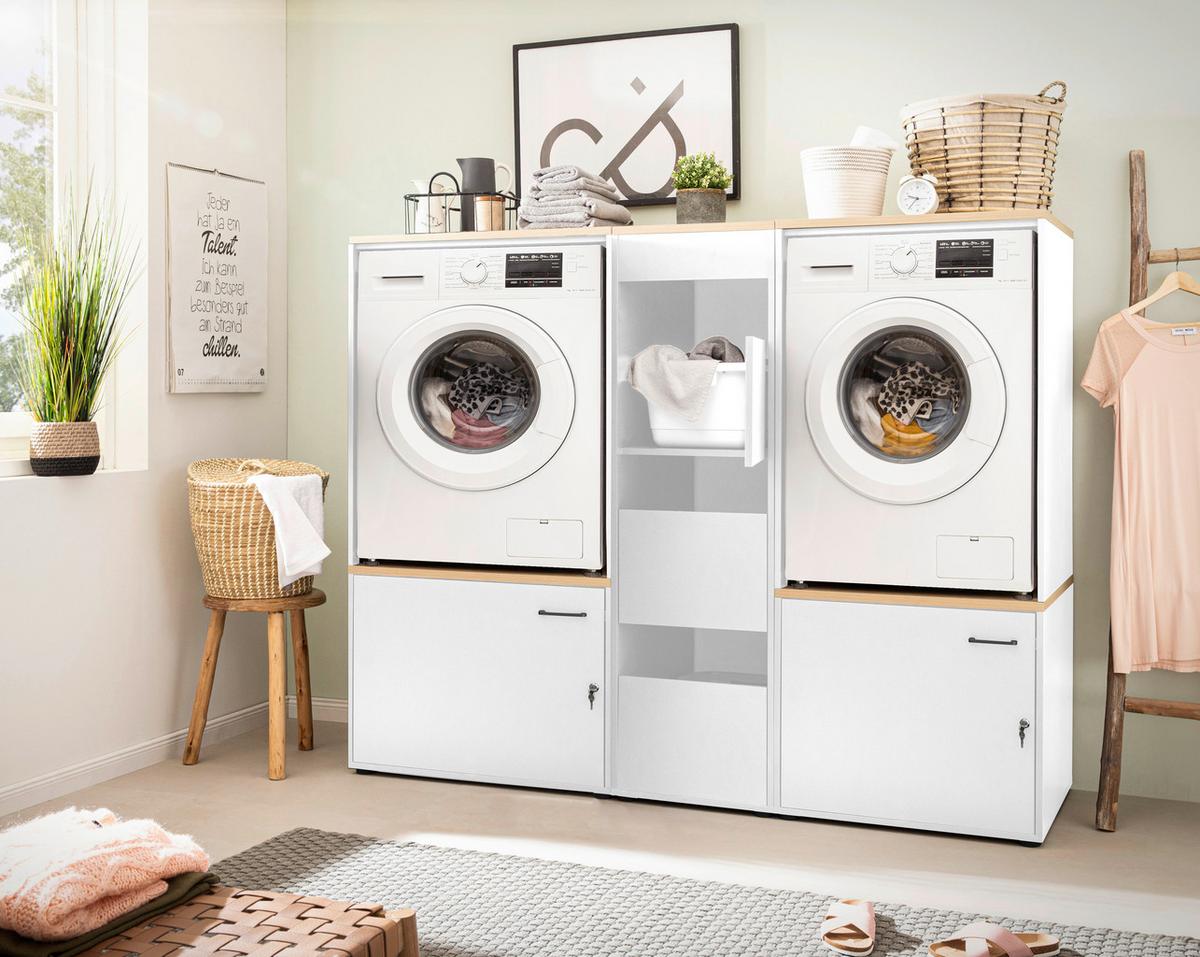 Mehrzweckschrank Solea Weiß/Eiche - Eichefarben/Anthrazit, MODERN, Holzwerkstoff/Kunststoff (67,1/60/60cm) - MID.YOU