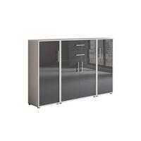 Aktenschrank Office Edition Sw Set 16 Grau - Anthrazit Hochglanz/Grau, MODERN, Holzwerkstoff (172,6/113,6/33cm) - MID.YOU