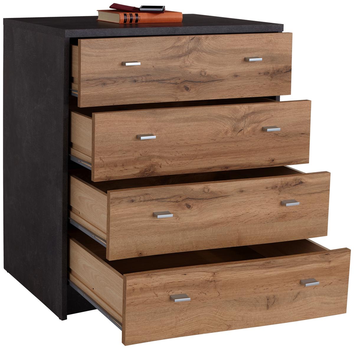 Komoda 4-You Yuk06 - siva/boje hrasta, Moderno, drvni materijal (74/85.4/44.3cm) - Modern Living