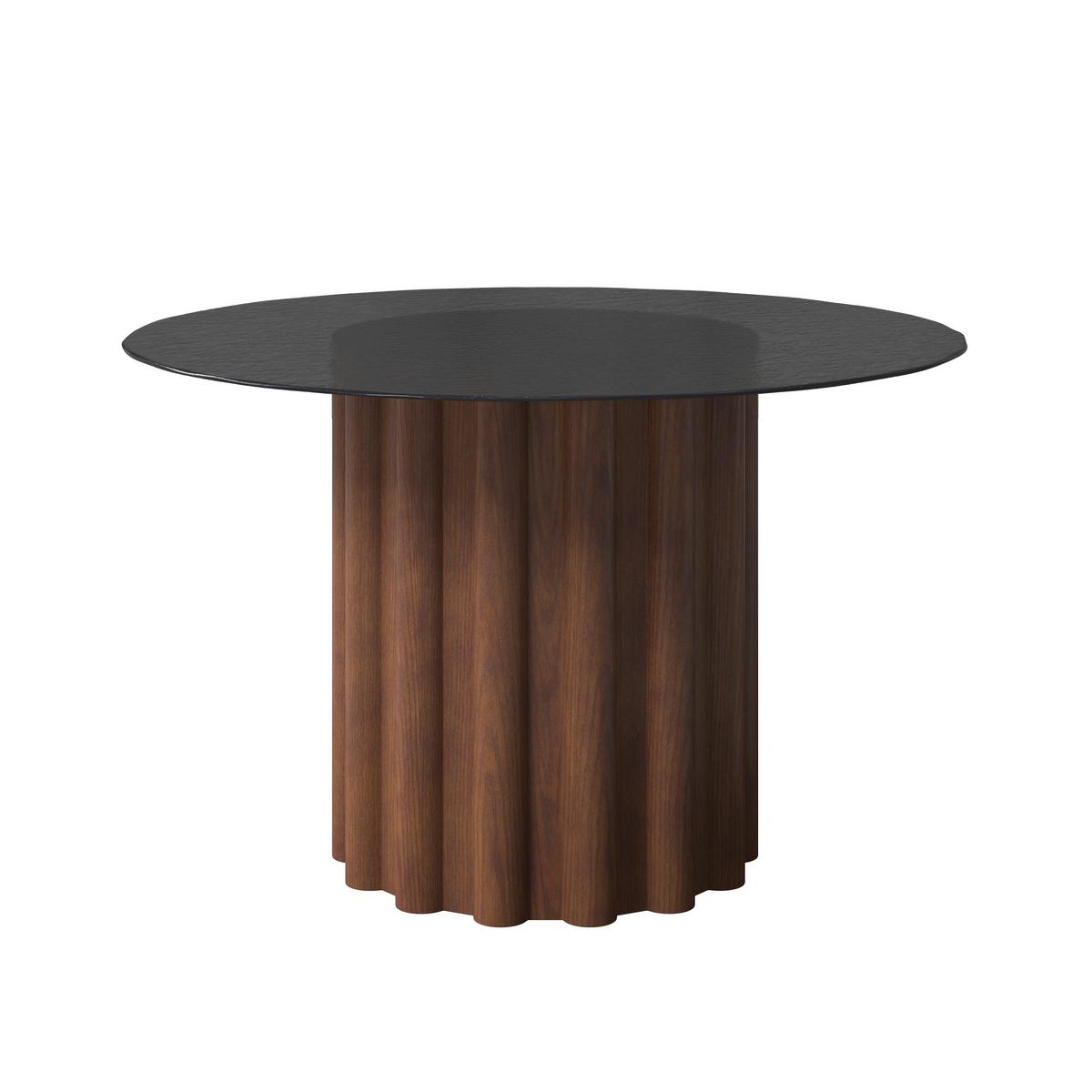 Jedilna Miza Zelia, Rjava, Ø 120cm - barva oreha/rjava, Moderno, steklo/leseni material (120/75/120cm) - Bessagi Home