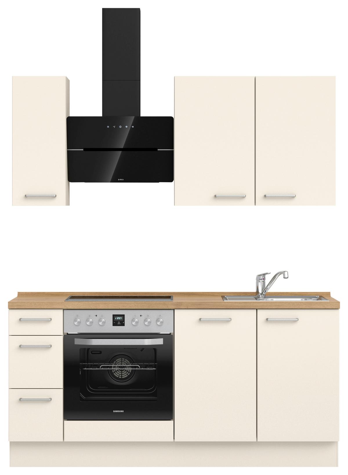 Küchenblock Touch High m. Geräten Magnolie - Edelstahlfarben/Eichefarben, MODERN, Holzwerkstoff/Metall (180cm) - Nobilia