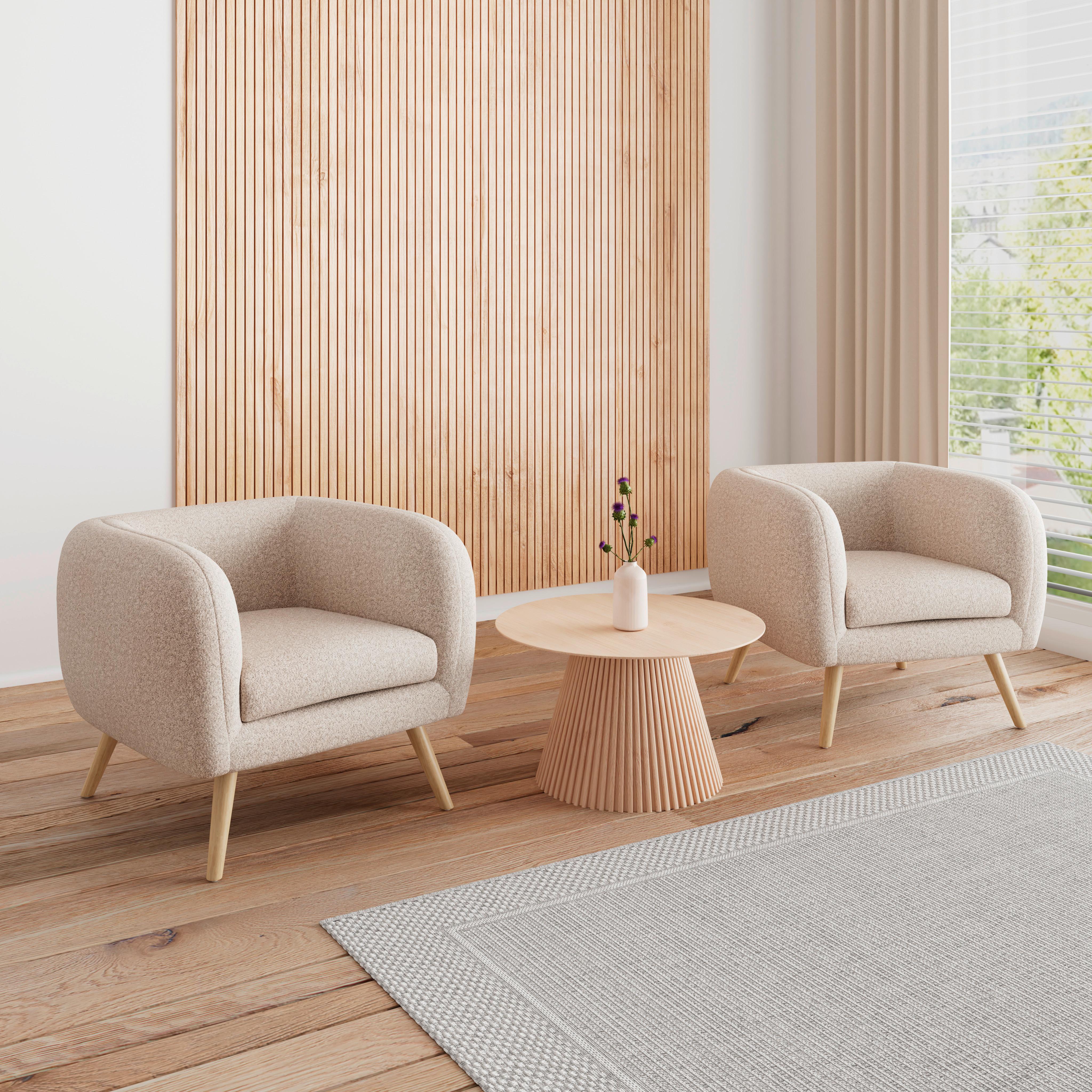 Loungesessel Bruno Beige Webstoff - Beige/Naturfarben, MODERN, Holz/Textil (79/69/75cm) - Bessagi Home