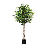 Kunstpflanze Grünpflanzen Grün/Braun/Schwarz - Schwarz/Braun, Basics, Naturmaterialien/Kunststoff (180cm)