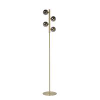 LAMPA STOJĄCA 45774/04/02 TYCHO - kolor mosiężny/jasnoszary, Design, metal/szkło (26/25/154cm) - Lucide