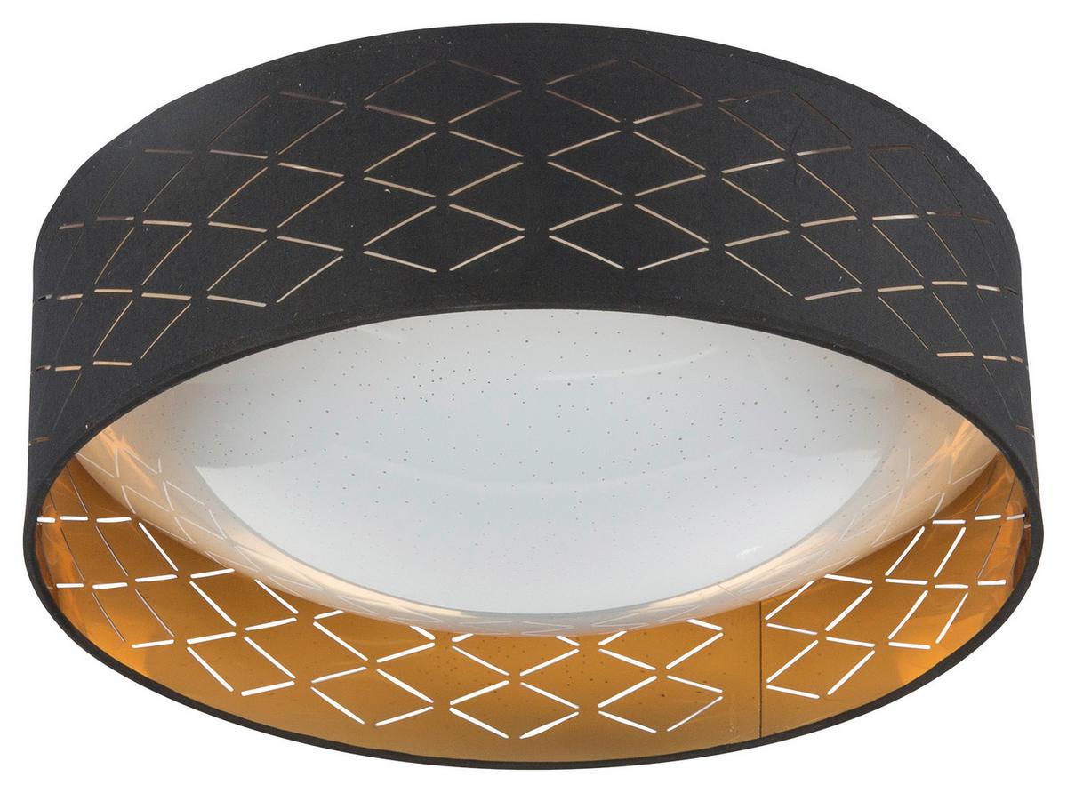 Stropna Led-svetilka 15229d7 - zlate barve/črna, Konvencionalno, kovina/tekstil (40/12cm) - Globo