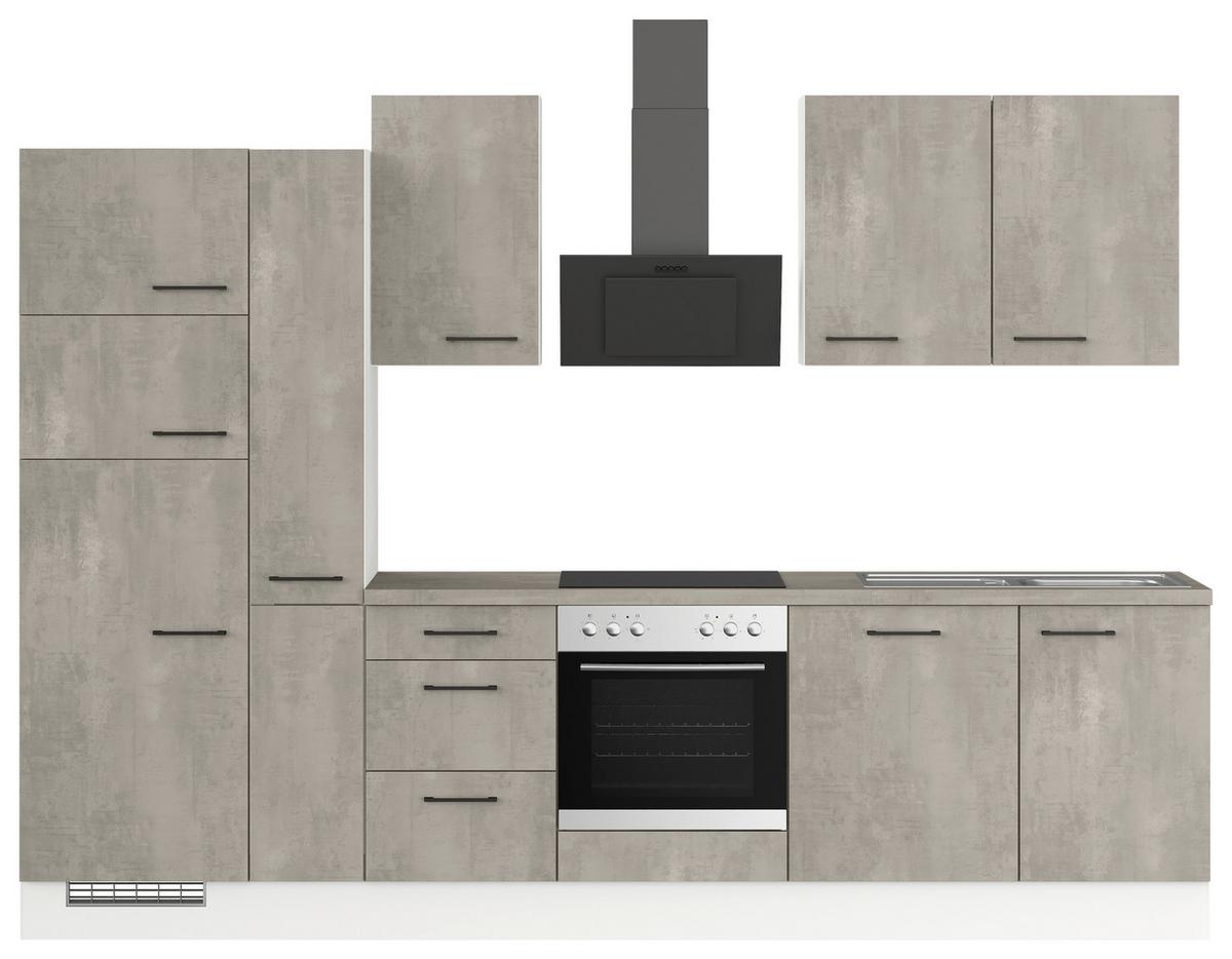 Küchenblock IBZ ohne Geräte ca. 310 cm Grau - Schwarz/Weiß, Design, Holzwerkstoff/Metall (310cm) - Impuls
