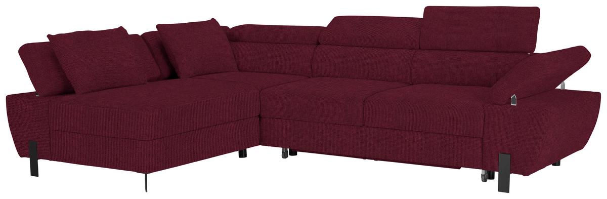Ecksofa Bordeaux - Bordeaux/Schwarz, Modern, Textil/Metall (189/287cm) - Mömax