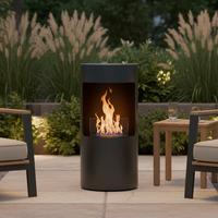 Ethanolkamin Jonas Schwarz Metall/Glas Freistehend - Schwarz, MODERN, Glas/Metall (40/82/40cm) - Bessagi Home