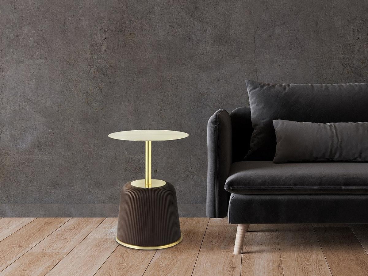 BEISTELLTISCH JOKAI 325 BRAUN - Goldfarben/Braun, Design, Holzwerkstoff/Textil (40/55cm) - Kayoom