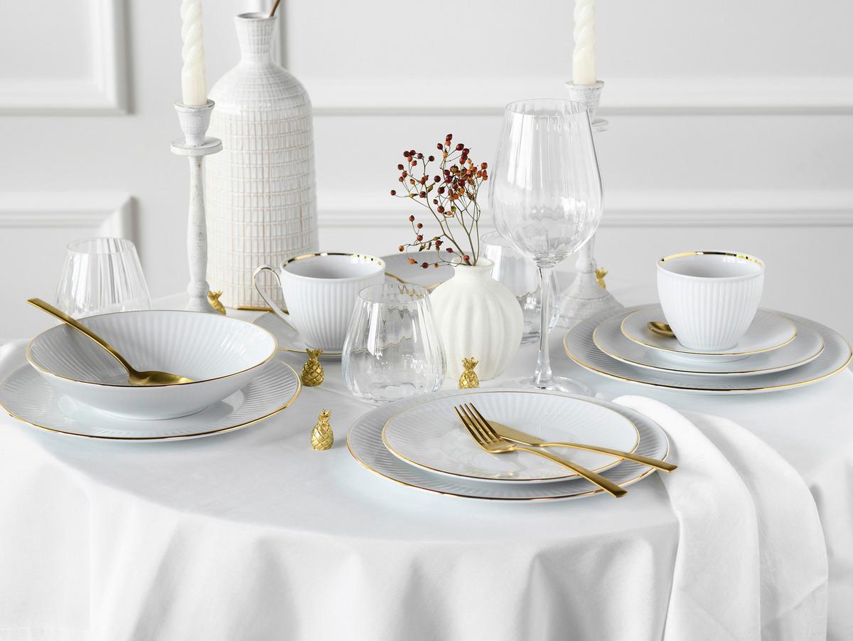 Kavni Servis Valencia, 18-Delni - zlate barve/bela, Design, keramika - Creatable