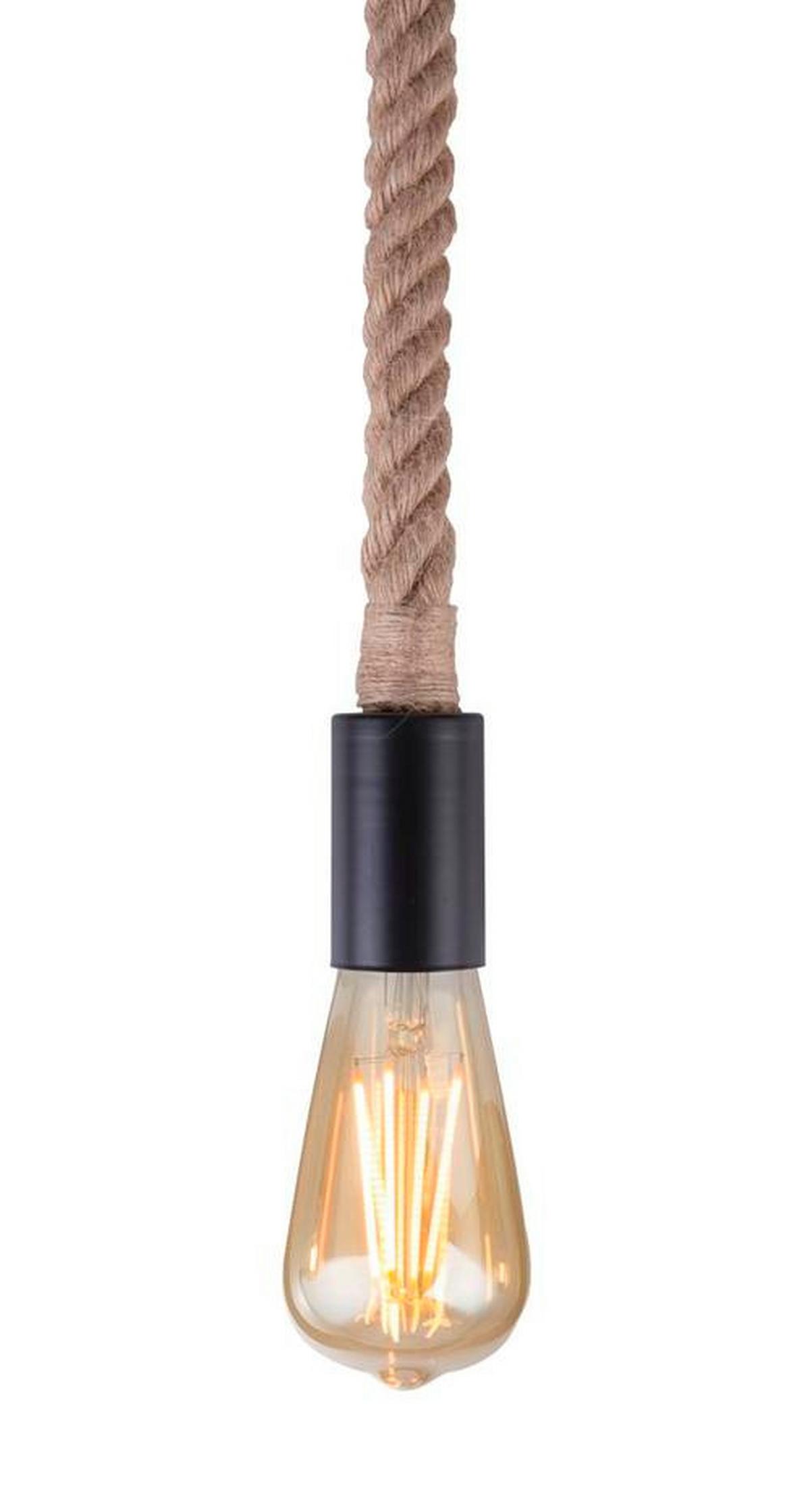 HÄNGELEUCHTE 69029H - Schwarz/Braun, Natur, Naturmaterialien/Metall (6/166cm) - Globo