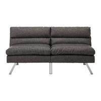 Schlafsofa Lia Dunkelgrau Lederlook - Chromfarben/Dunkelgrau, MODERN, Holz/Textil (171/112/53cm) - Bessagi Home
