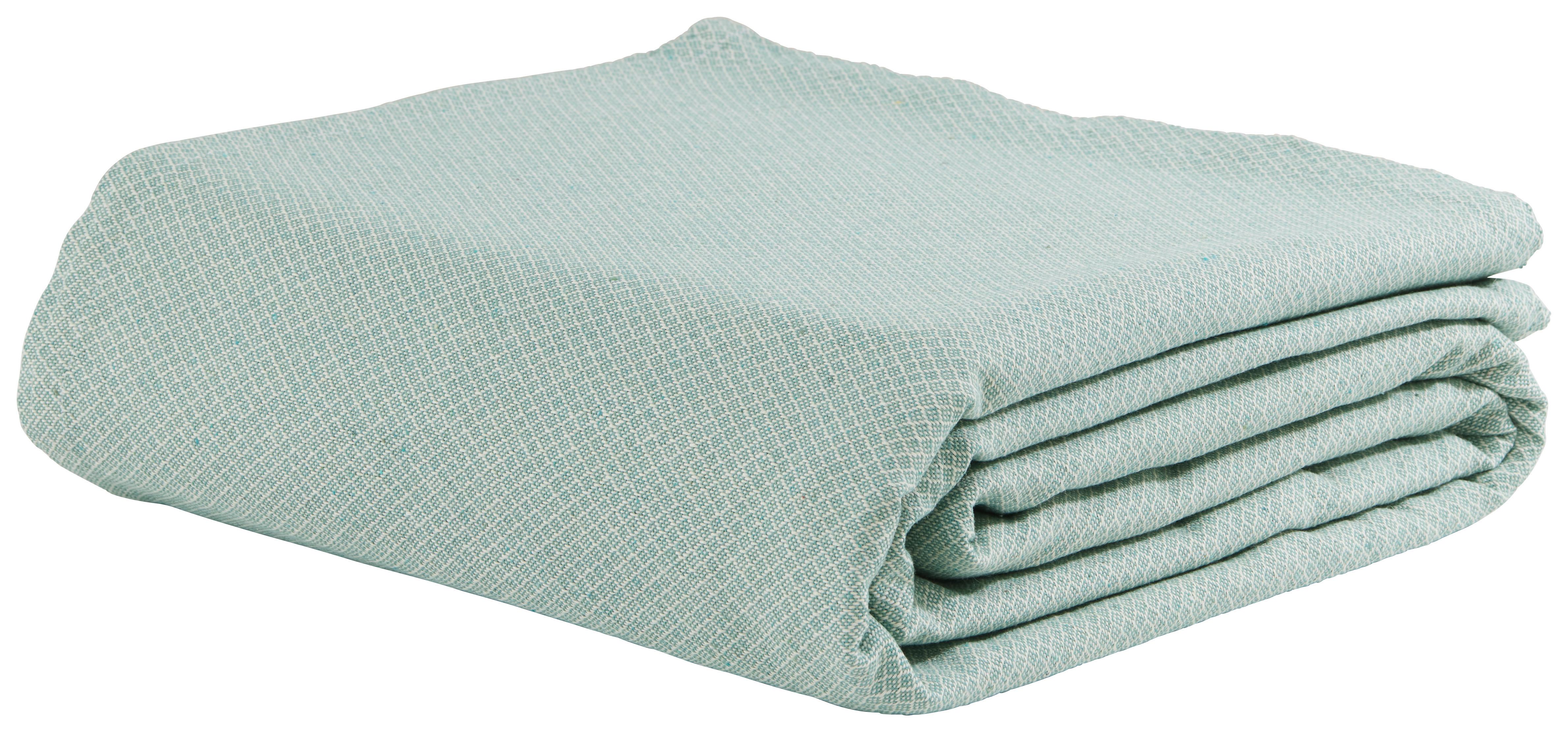 Ágytakaró Dobby Uni - Fehér/Kék, Textil (240/210cm) - Premium Living